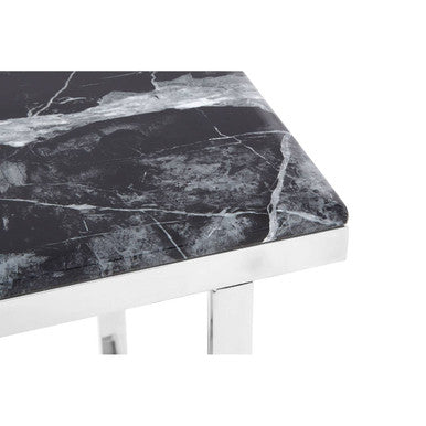 Ackley Silver Console Table With Black Marble Top
