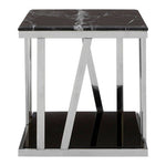 Ackley Silver Side Table With Black Marble Top