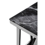 Ackley Silver Side Table With Black Marble Top