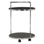 Ackley 2 Tier Silver Drinks Trolley With Black Glass
