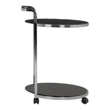 Ackley 2 Tier Silver Drinks Trolley With Black Glass