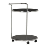 Ackley 2 Tier Silver Drinks Trolley With Black Glass