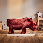 Jungle Safari Kids Maroon Rhino Animal Stool