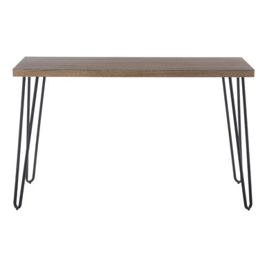 Borough Veneer Top Console Table With Hairpin Metal Legs