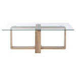 Barton Glass Coffee Table with Wood Effect Legs