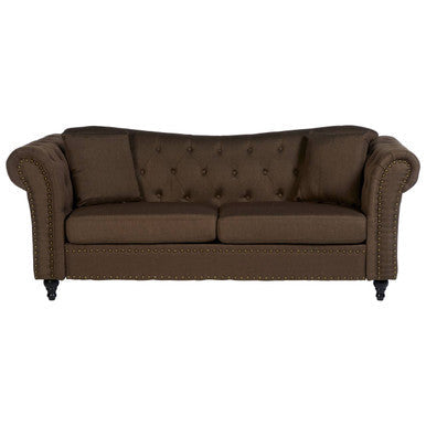 Fable 3 Seat Brown Chesterfield Sofa