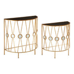 Faiza Set Of 2 Cross Design Console Tables