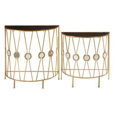 Faiza Set Of 2 Cross Design Console Tables