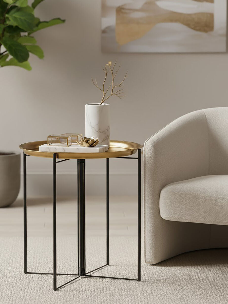 Hege Large Brass And Black Finish Side Table