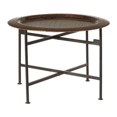 Hege Crocodile Texture Copper Finish Round Side Table