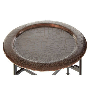 Hege Crocodile Texture Copper Finish Round Side Table