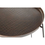 Hege Crocodile Texture Copper Finish and Black Round Side Table