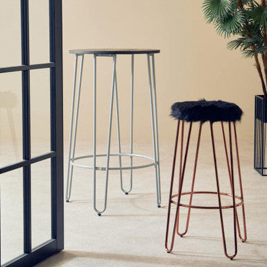 District Faux Fur Hairpin Bar Stool