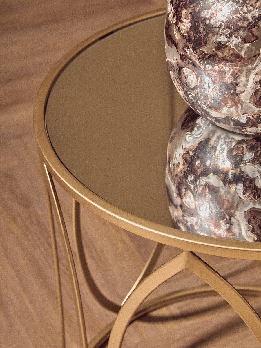 Arcana Set Of Two Gold Finish Side Tables