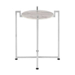 Cibal White Marble Side Table With Chrome Base