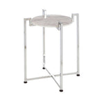 Cibal White Marble Side Table With Chrome Base