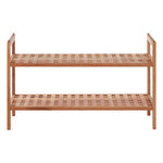 Arla 2 Tier Walnut Wood Grid Design Stackable Shoe Rack