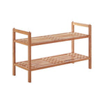 Arla 2 Tier Stackable Walnut Wood Shoe Rack