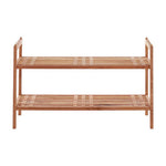 Arla 2 Tier Stackable Walnut Wood Shoe Rack