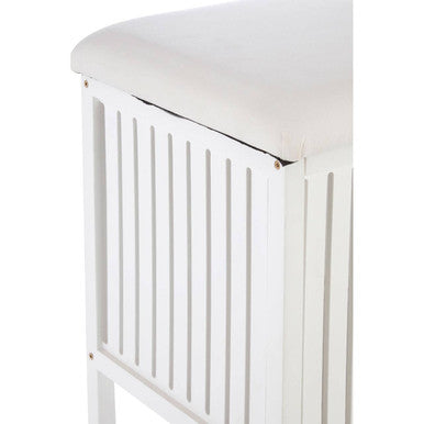 Salon White Bathroom Storage Stool with padded seat