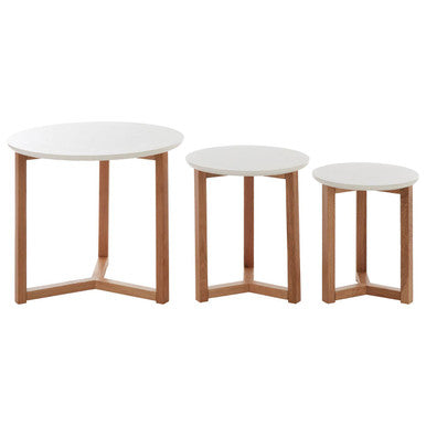 Nostra Set Of 3 Side Tables With White Tops