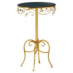 Yaxi Round Side Table With Gold Frame And Black Top