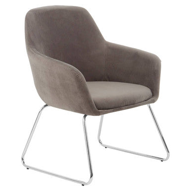 Stockholm Grey Velvet Dining Chair with Chrome Legs