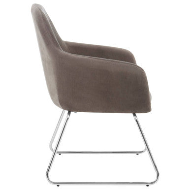 Stockholm Grey Velvet Dining Chair with Chrome Legs