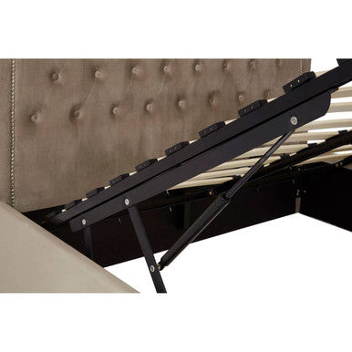 Hannah Mink Velvet Ottoman Double Bed