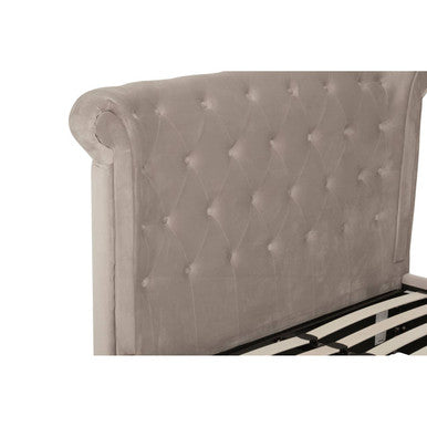 Edison Mink Velvet Ottoman Double Bed