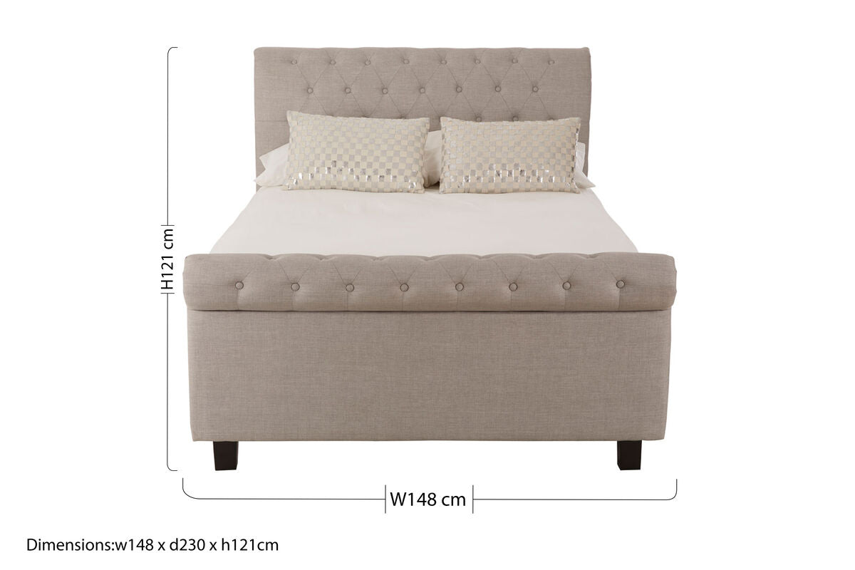 Orlando Light Grey Ottoman Double Bed