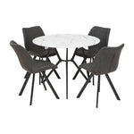 Weston Round Marble Effect Dining Table with 6 Chairs Set