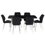 Wimslow Black Tempered Glass Dining Table with 6 Chairs