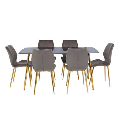 Wimslow Smoked Glass Dining Table with 6 Chairs Set
