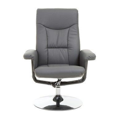 Denton Grey Leather Effect Reclining Chair