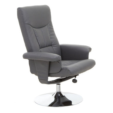 Denton Grey Leather Effect Reclining Chair