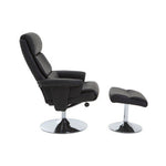 Denton Black Leather Effect Reclining Chair with Footstool