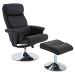 Denton Black Leather Effect Reclining Chair with Footstool