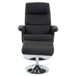 Denton Black Leather Effect Reclining Chair with Footstool