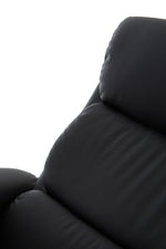 Denton Black Leather Effect Reclining Chair with Footstool