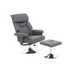 Denton Grey Leather Effect Reclining Chair And Footstool
