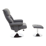 Denton Grey Leather Effect Reclining Chair And Footstool