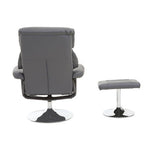 Denton Grey Leather Effect Reclining Chair And Footstool