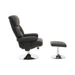 Denton Black Leather Effect Reclining Chair And Footstool