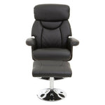 Denton Black Leather Effect Reclining Chair And Footstool