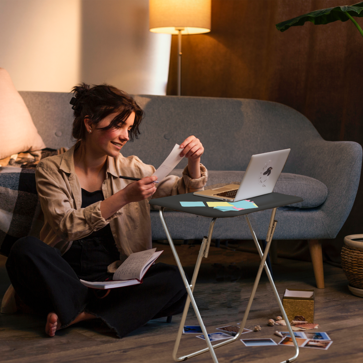 Bernie Folding Table With Sand Black Top