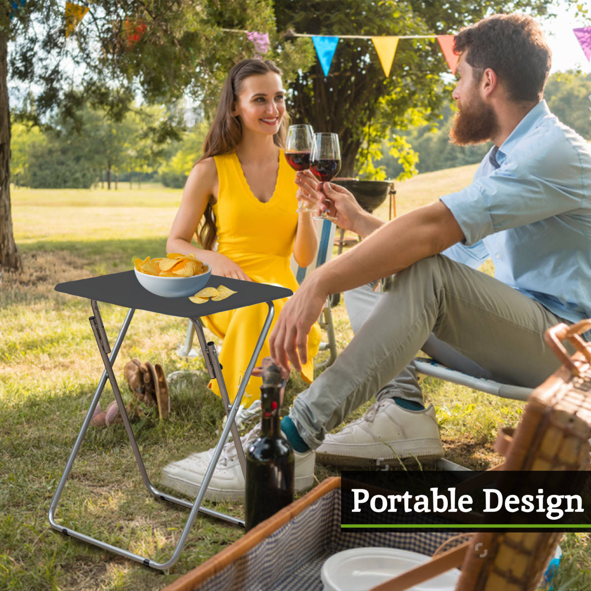 Bernie Folding Table With Sand Black Top