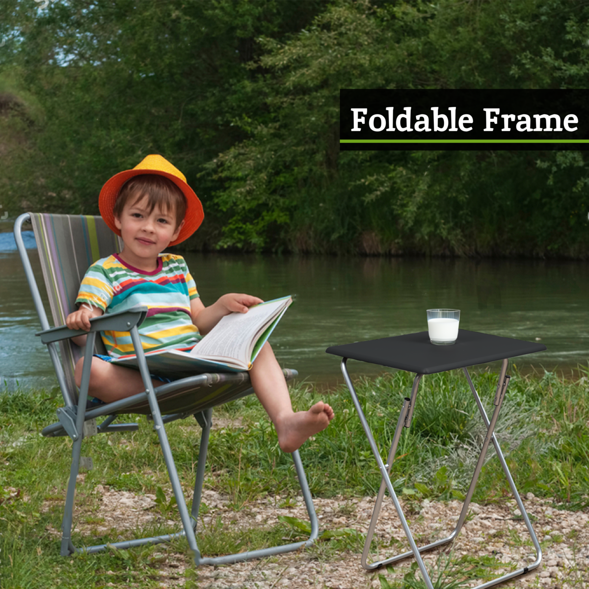 Bernie Folding Table With Sand Black Top