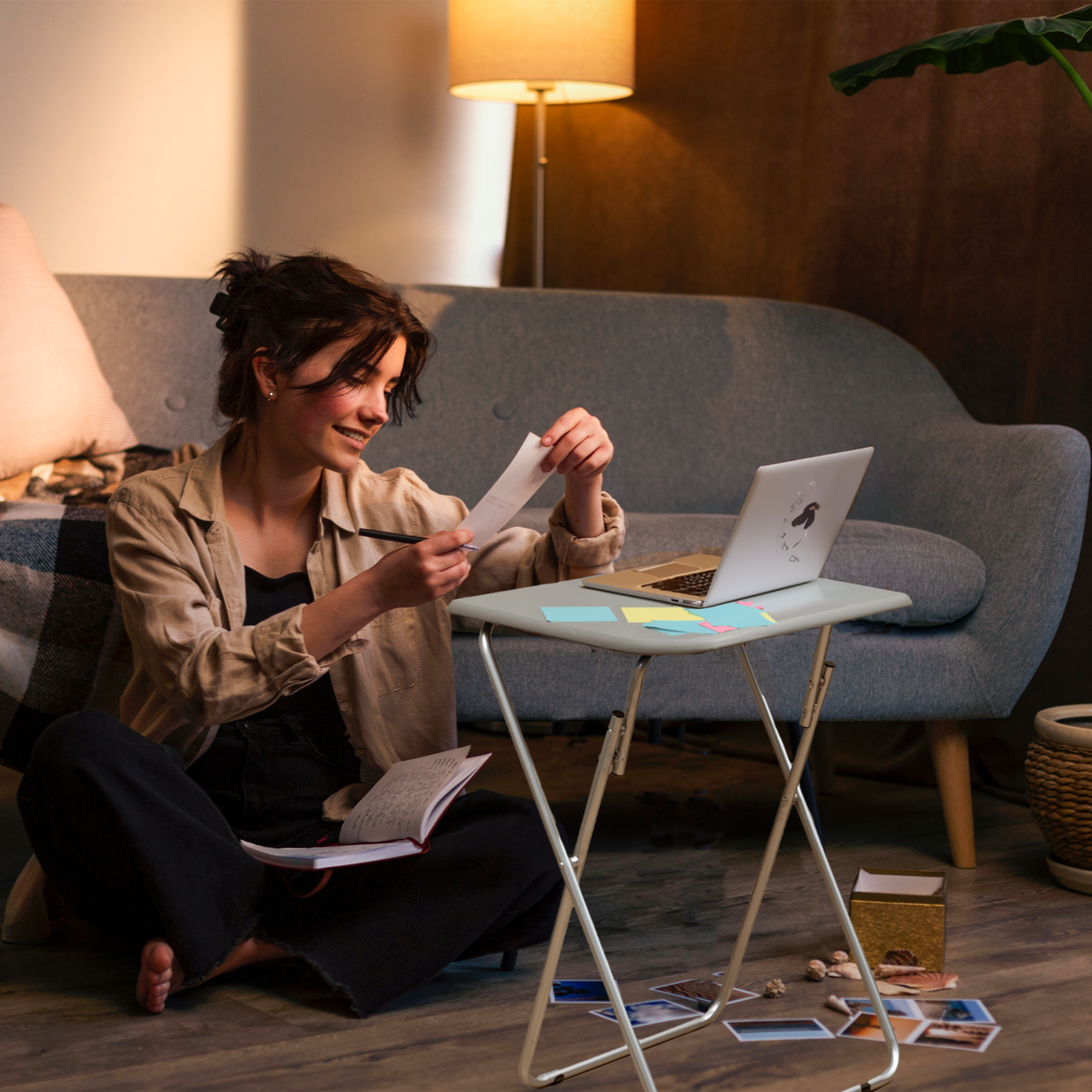 Bernie Folding Table With Grey Top