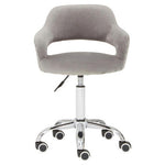 Fionna Grey Velvet Home Office Chair With Curved Back